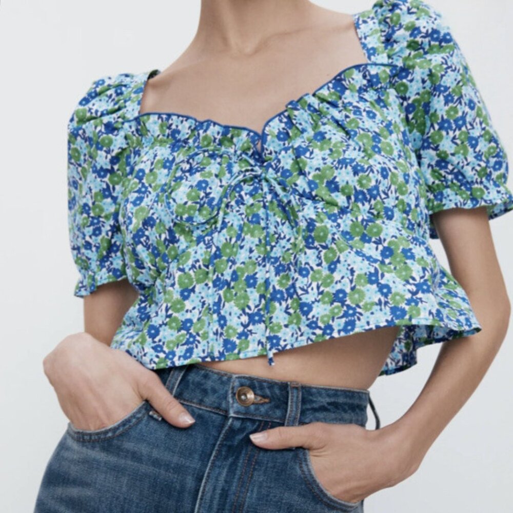 Zara | Puff sleeve floral top